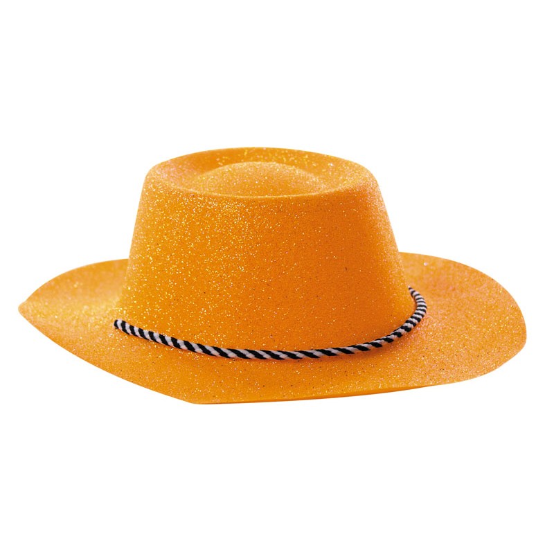 Chapeau cowboy paillette orange