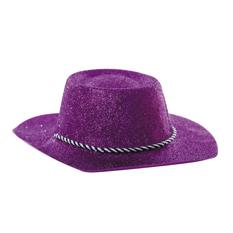 Chapeau cowboy paillette violet