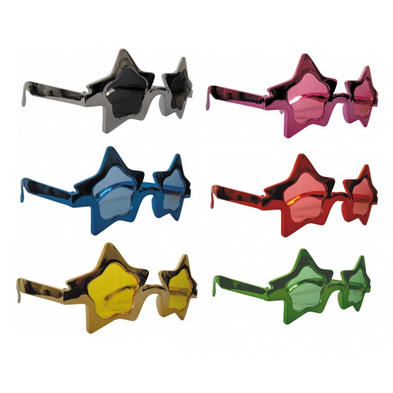 6 LUNETTES STAR METAL COULEURS ASSORTIES